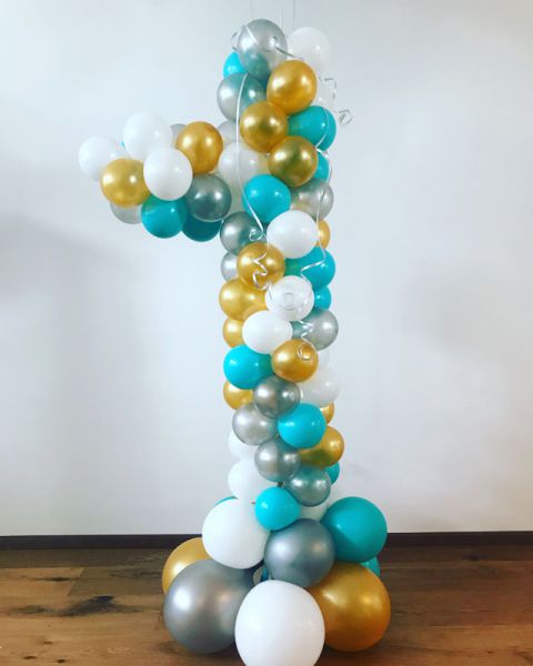 Latexballons zur Zahl 1 gebunden in verschiedenen Farben möglich